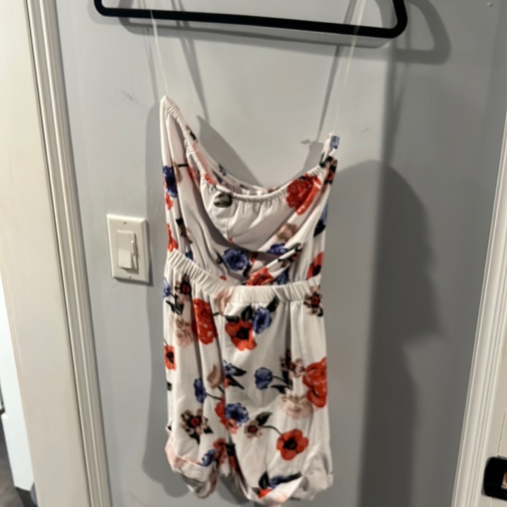 Strapless floral romper size small